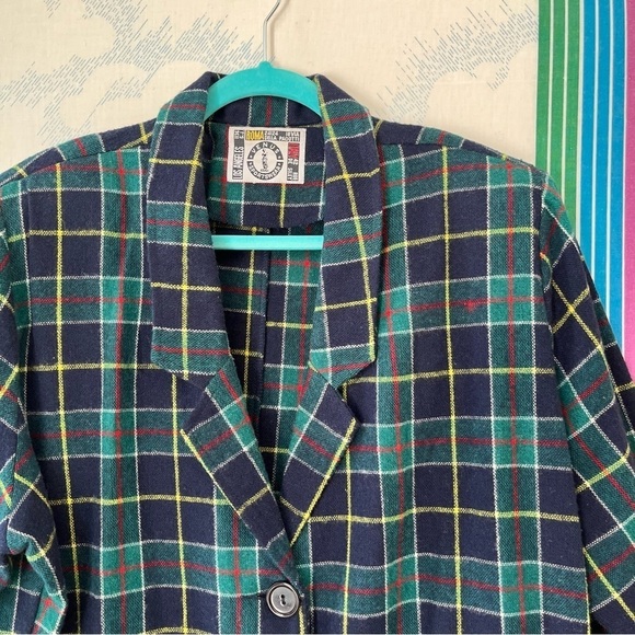VINTAGE 90s venus sportswear plaid wool blazer large extra large - Picture 3 of 8